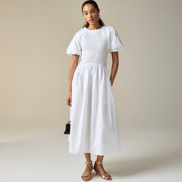 meadow dress in cotton poplin NWT J.Crew Meadow Dress Cotton Poplin White SZ S Smocked Bodice Puff Sleeve  is available for purchase on au PAY Market - Imported Goods Online Store  Co.Ltd